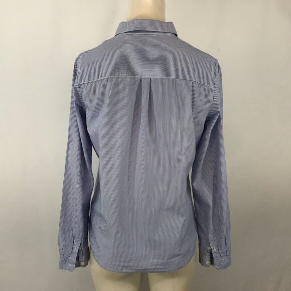 MAISON SCOTCH- WOMEN'S 1 - BLUE/WHITE STRIPE LONG SLEEVE BUTTON UP SHIRT TOP - Picture 5 of 6